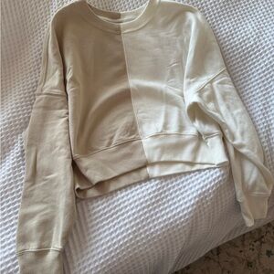 Abercrombie & Fitch Colorblock Cream and Tan Sweatshirt